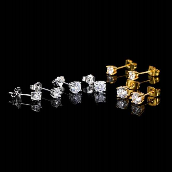 Fashionable elegant earrings hip-hop style with zircon for men and…