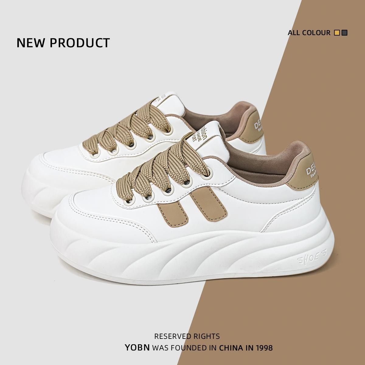 Zapatos blancos super calientes 2024 nuevos zapatos de skate ligeros de estilo universal con suela gruesa de tendencia de zapatos de pan de deporte casuales