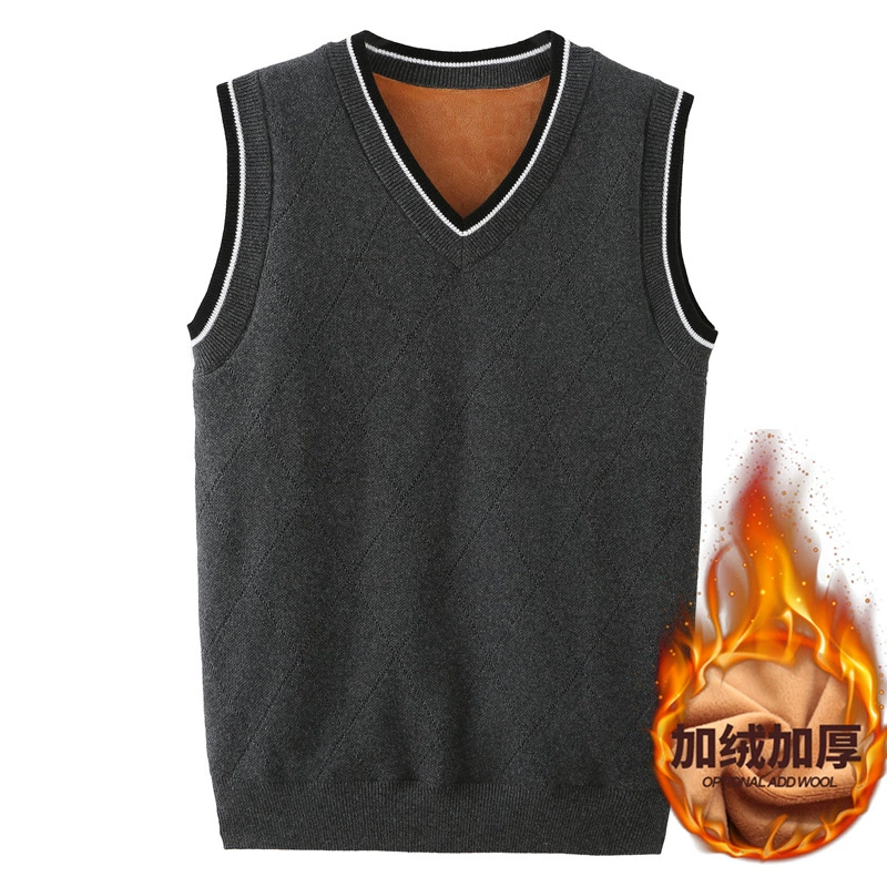 Утолщенный свитер без рукавов на флисовой подкладке Мужской осенне-зимний шерстяной жилет Теплый свитер Жилет Свитер Жилет