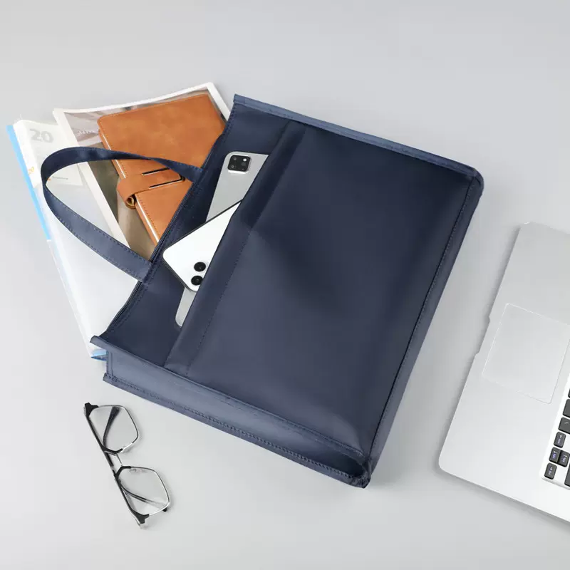 商务电脑公文包手提拉链袋文件资料办公便携式牛津布大容量