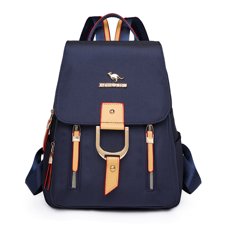 2024 nueva mochila de nailon para mujer de color de contraste tendencia de moda mochila de viaje ligera al por mayor al aire libre de gran capacidad