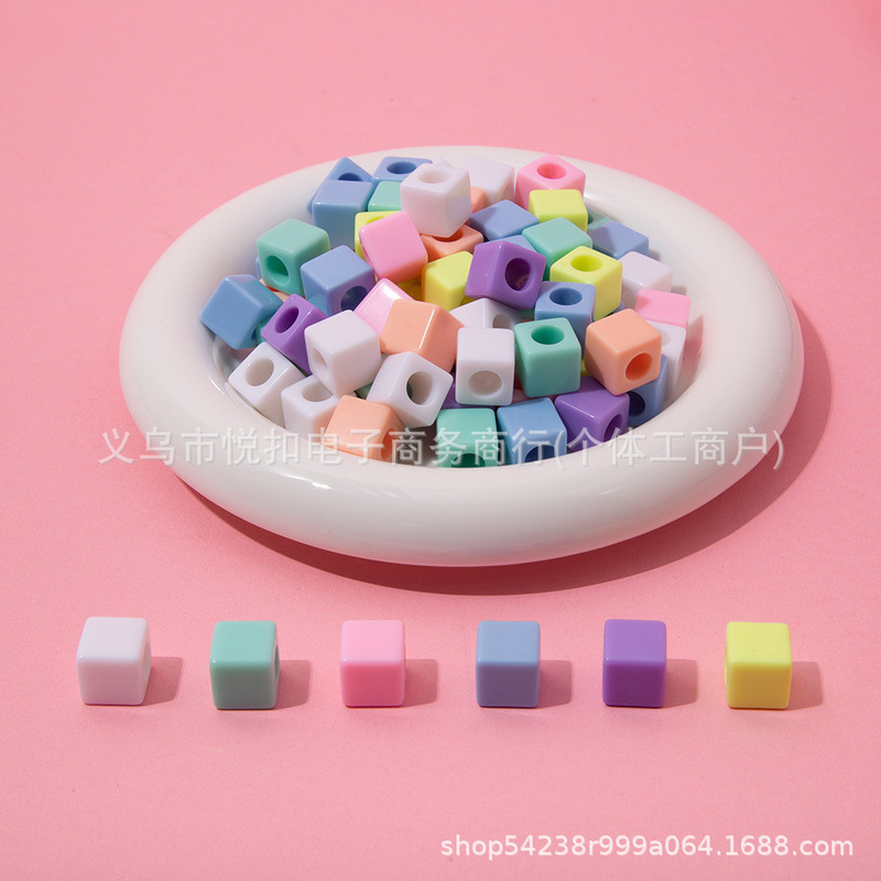 12mm square no word loose beads Macaron acrylic straight hole square beads DIY beaded jewelry accessories mobile phone chain