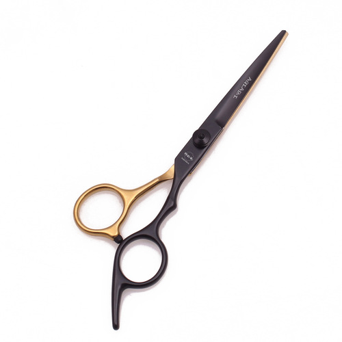Achabyi Black Gold Household Haircutting Scissors, Beginner's Styling Flat Shears, Thinning Shears, Bangs Trimmers, Hair Cutting Comb with Scraping Knife Set
