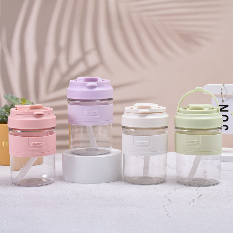 Portable Plastic Water Bottle With Straw For Girls And Coffee_voghion.com