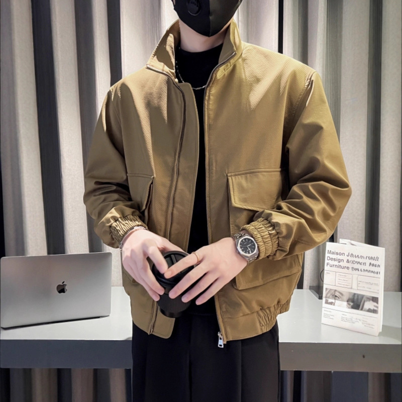 2025 New Work Jacket Men's Ins Trendy Casual Tops Handsome Men's Jackets Spring and Autum Stand-Up Collar Jackets