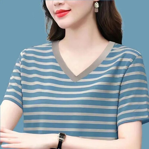 Cross-border mom's short-sleeved T-shirt summer new casual shirt for middle-aged women, foreign-style, age-reducing and slimming base shirt
