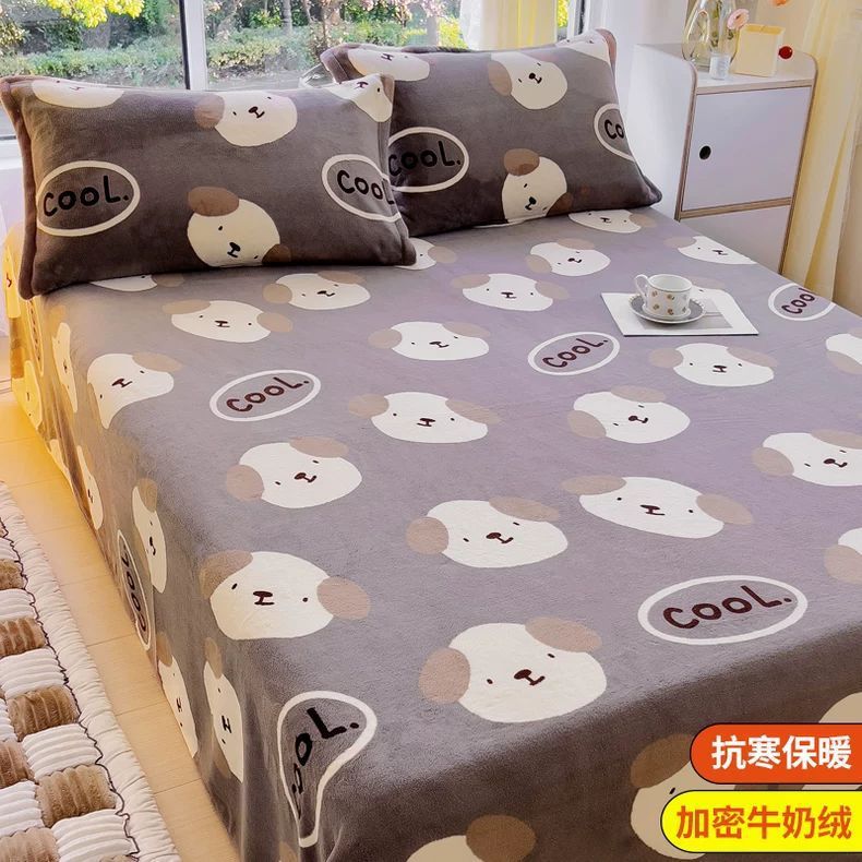 Invierno leche de lana de coral sábanas de lana de una sola pieza brida de manta de peluche dormitorio una sola persona gruesa manta de peluche cálida