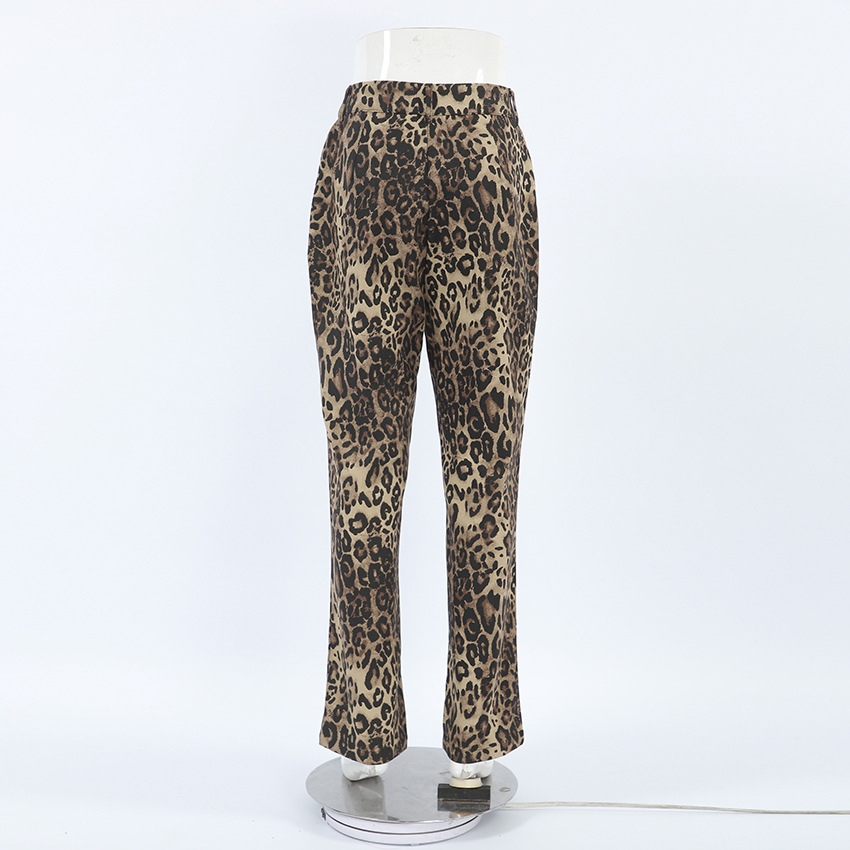 Frau Ferien Täglich Strassenmode Leopard In Voller Länge Taste Freizeithosen Enge Hosen display picture 5