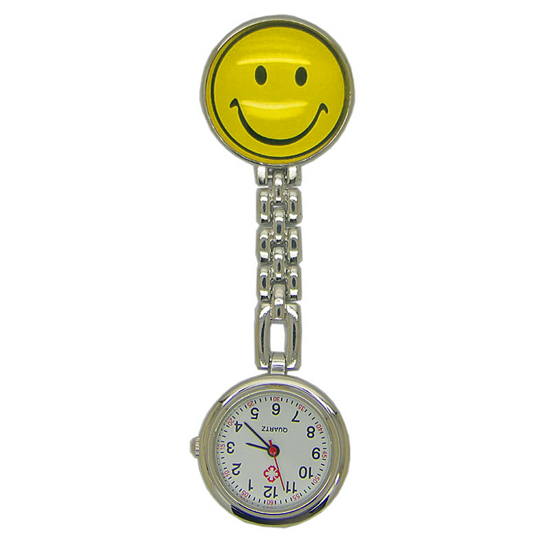 学生試験看護師掛け時計ファッションかわいい少女シンプル円形多色笑顔クリエイティブクリップ胸時計懐中時計