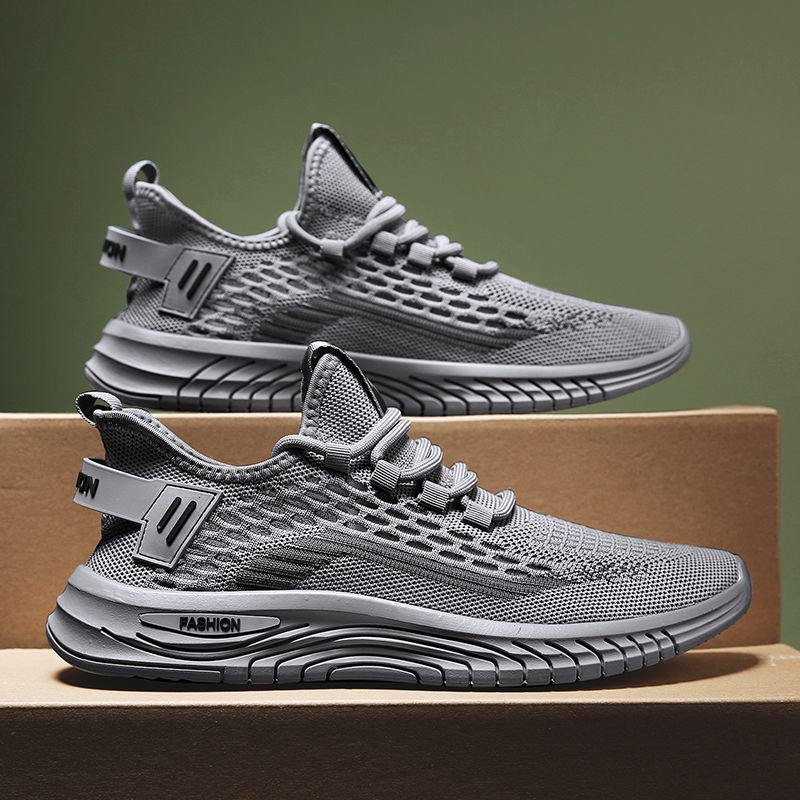 Zapatos de hombre verano transpirables de malla fina tejida voladora zapatos casuales de hombre suela blanda papá zapatos deportivos negros para hombre