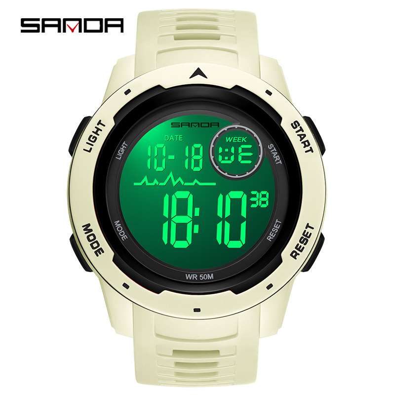 Sanda2188 reloj electrónico de pantalla única tendencia de moda coreana luz nocturna despertador impermeable reloj electrónico 2188