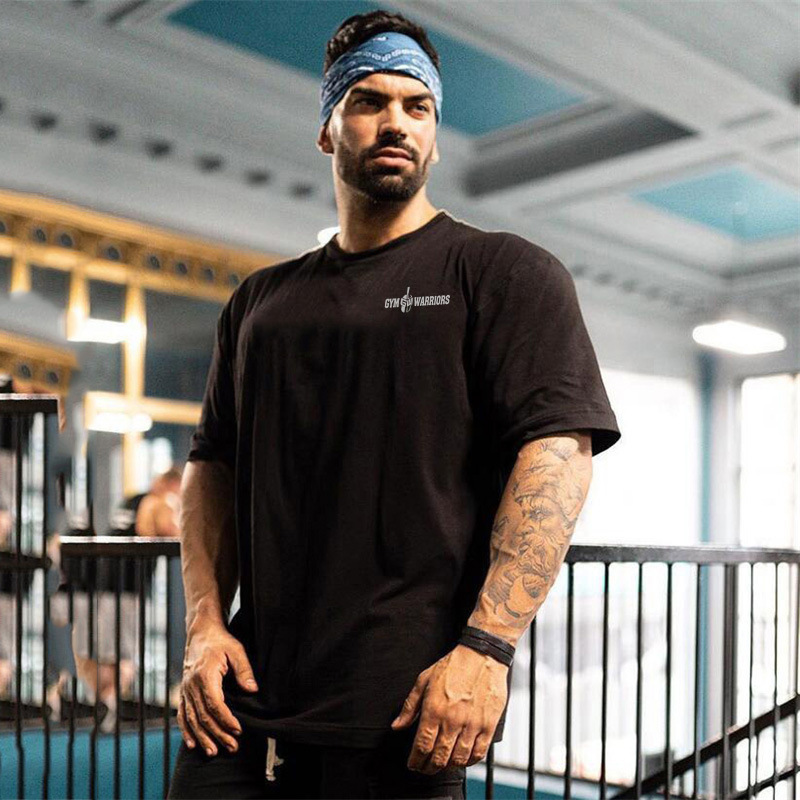 American Sports Short-Sleeved Men's T-Shirt Trendy Brand Fitness Muscle Training Iron Dog Summer Running Equipment Loose Large Size