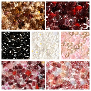 Color mixed nail accessories fairy aurora bow shell camellia wear armor DIY material bag wholesale