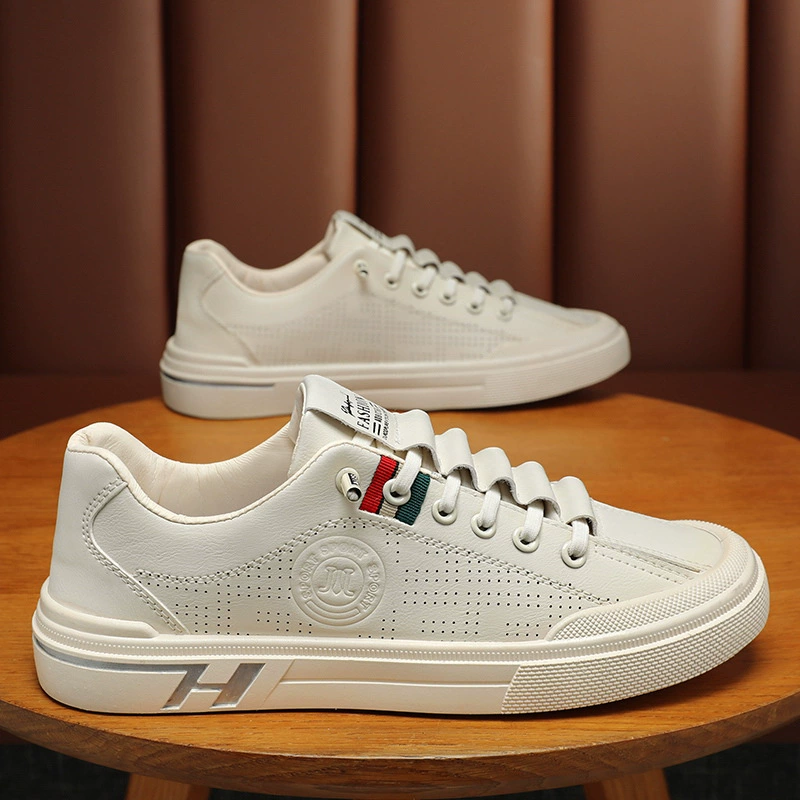 Summer breathable footwear, trend universal white shoes, sneakers, for teenagers