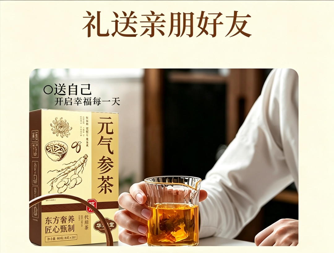 Yuanqi Ginseng Herbal Tea 8g x 10 Bags Astragalus American Ginseng Goji Daily Brew in use