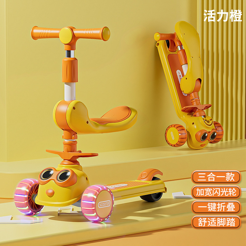 Scooter para niños 1-3-6-12 años, el bebé tres en uno puede sentarse en un niño resbaladizo, tesoro femenino, coche de princesa