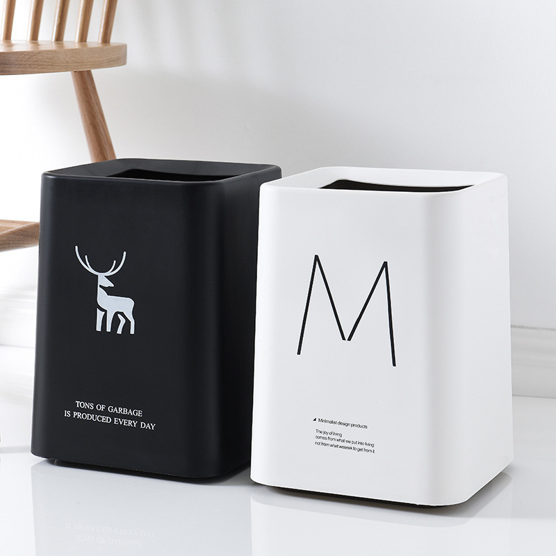 Nordic Square Dumpster Household Living Room Kitchen Bathroom Office Double-layer Japanese Style Simple Creative