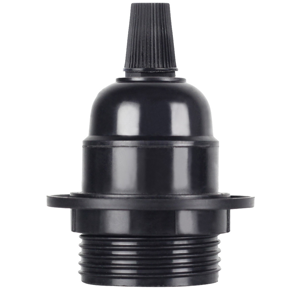 PPA plastic VDE certified E27 socket black lamp holder 250V 4A smooth semi-screwed socket with wire loop