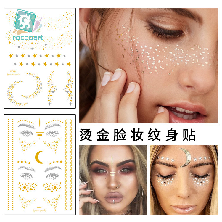 Cross-border supply waterproof bronzing face stickers European and American tattoo stickers fashion personality freckles scar cover stickers tattoo