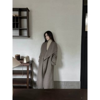 经典系 两色羊毛大阔面领中长款双面呢秋冬外套