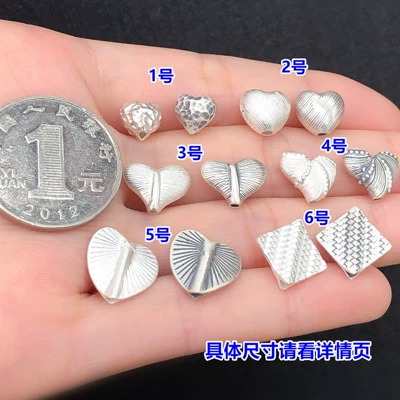 s999 pure silver heart-shaped spacer Zərgərlik ara hissələri
