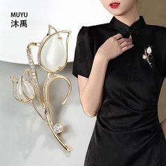 鬱金香胸針高端個性ins精緻胸花絲巾扣 時尚百搭別針西裝旗袍配飾