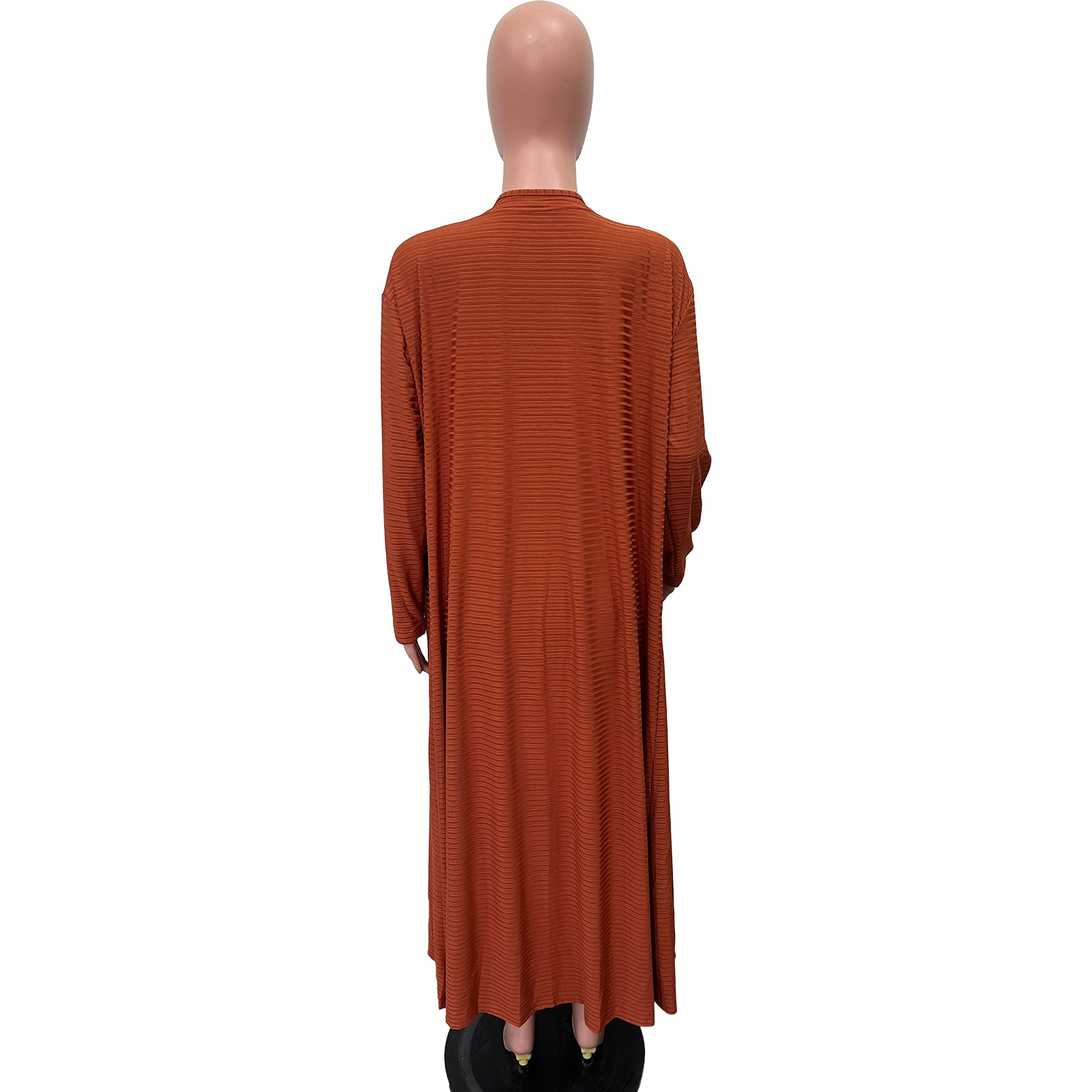Abbigliamento donna BN320 abbigliamento donna giacca a mantello elasticizzata a coste tinta unita + gonna a V sottile set due pezzi_voghion.com