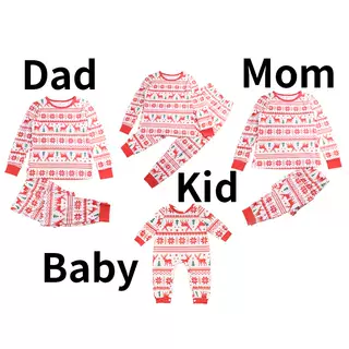Printed Long-sleeved Casual Parent-child Suit - Red - View 1