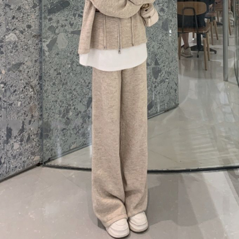 2025年春秋季套装女新款休闲时尚假两件开衫卫衣宽松阔腿裤两件套|undefined