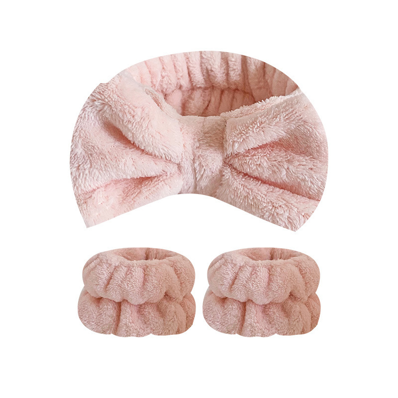 기계 스티치 활 헤어밴드 1 + 손목 2-치아 핑크 (3 세트)(20*12*3.5cm 62g)