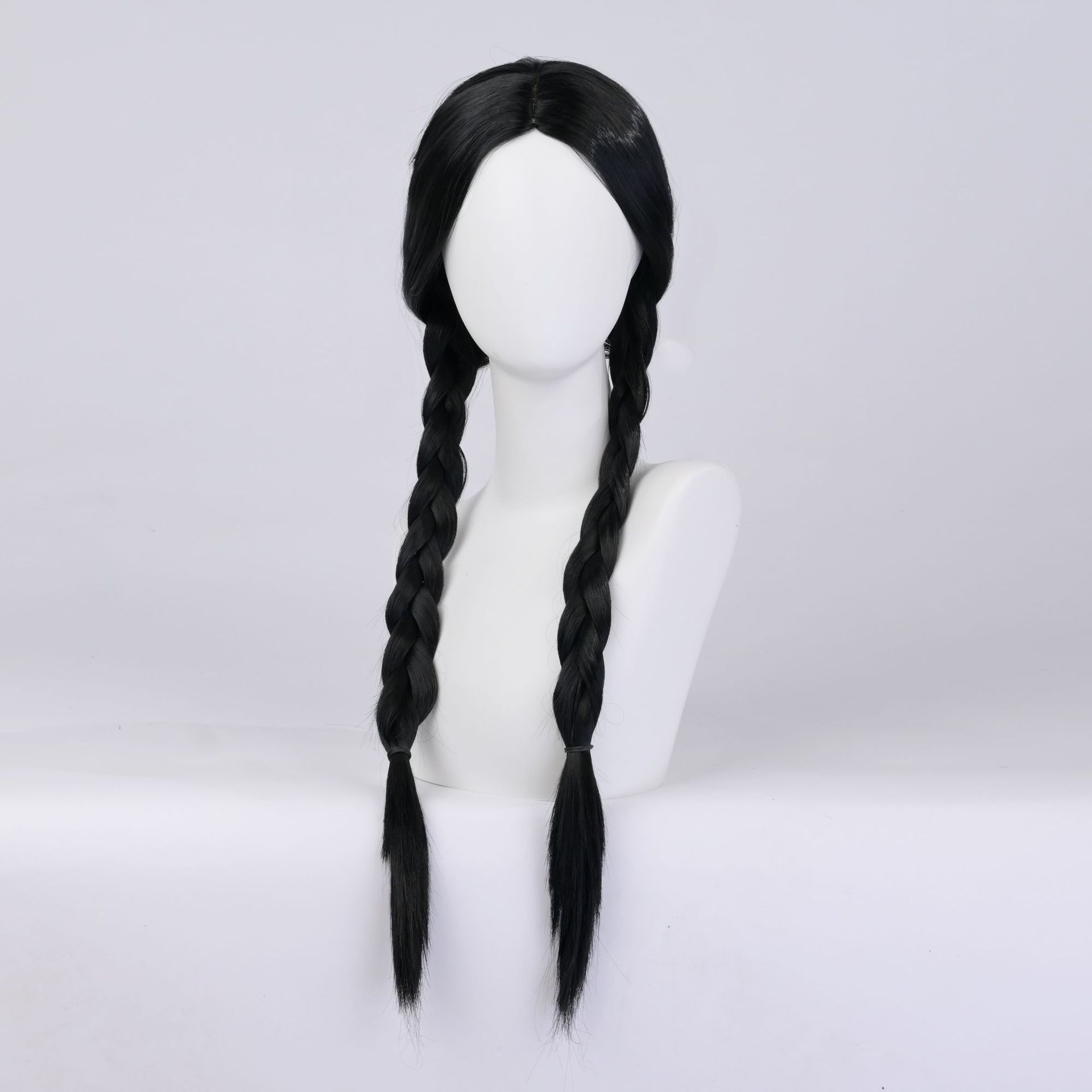 Synthetic wig Black doublecos High temperature silk chemical fiber full head wig_voghion.com