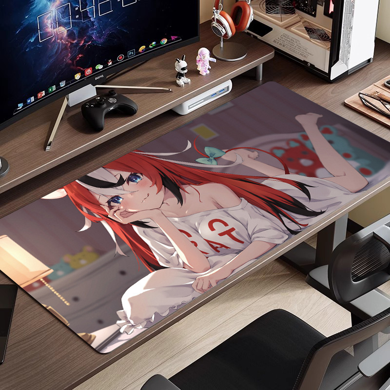黒と白のアニメマウスパッド特大シンプルな二次元eスポーツボーイズコンピュータデスクパッド大型キーボードパッド|undefined