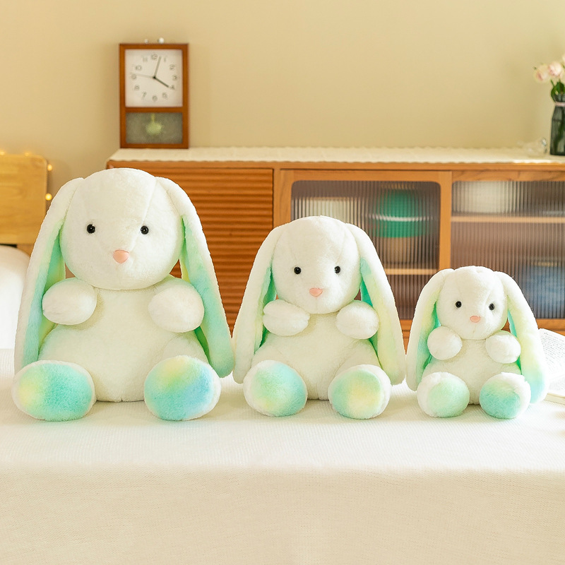 Wolula-muñeco de peluche de conejo súper suave, orejas largas, muñeco de conejo arcoíris, almohada, regalo de cumpleaños, venta al por mayor