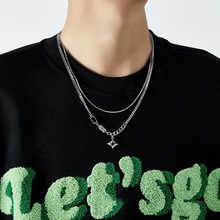 小众设计黑白锆石星河芒星钛钢项链男女情侣轻奢嘻哈甜酷百搭饰品