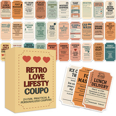 跨境新品RETRO LOVE LIFESTY COUPO24张有趣的复古爱情优惠卷卡牌