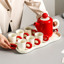 轻奢高档水具套装一壶六杯带托盘家用客厅茶杯套装高颜值礼品批发