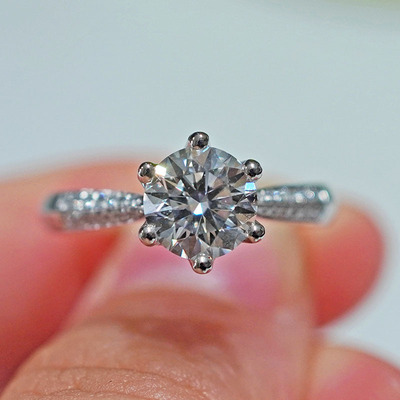 PT950铂金培育钻石戒指女士婚求婚星耀围镶|ms