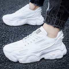 2024 Spring New Thick Heel Lift Dad Shoes Men's Korean Style Fashion Sports Shoes Casual White Men Wholesale