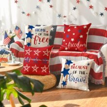 美国独立日星条旗抱枕套自由主题装饰靠垫套客厅沙发节日布艺枕套