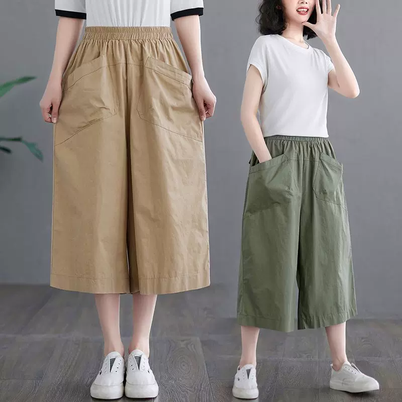 2025新款夏季休闲阔腿裤胖mm大码直筒修身显腿直七分短裤气质休闲
