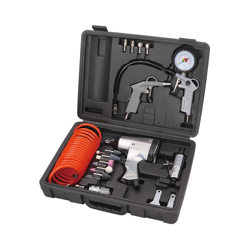 Llave neumática de WF-044 personalizada transfronteriza/pistola de presión de neumáticos/pistola de polvo/máquina de grabado/conducto Juego de herramientas de 27 piezas