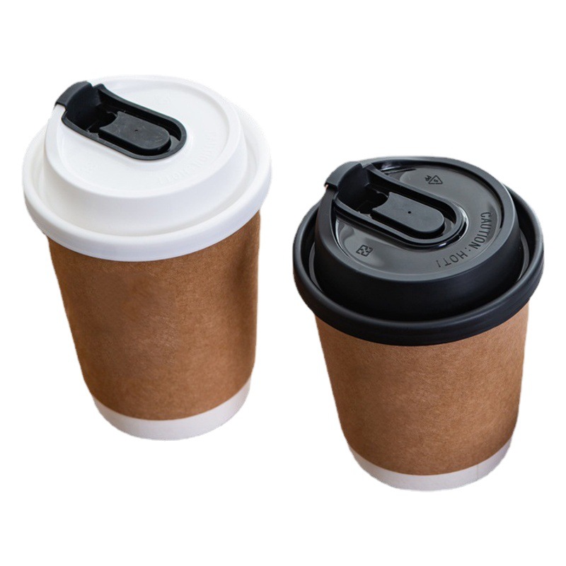 Taza de café desechable al por mayor taza de papel engrosada con tapa doble blanco bebida caliente hueco piel de vaca leche té café taza de papel