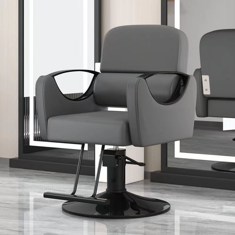 Silla de peluquería, peluquería, barbería, asiento giratorio, silla de corte de pelo simple de acero inoxidable, silla elevadora de afeitado inclinable