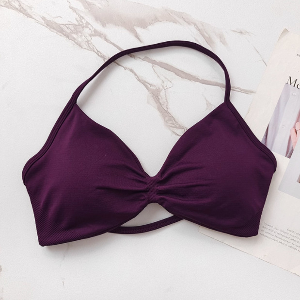 Hot Amazon nylon elástico cuello colgante hermosa espalda pequeño sujetador de fitness sujetador de yoga sujetador deportivo mujer