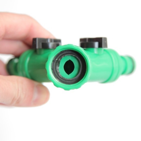 Verde 4 puntos 6 puntos bifurcado junta de pezón de riego junta rápida accesorios de jardín tubería válvula de 3 vías 1 / 2