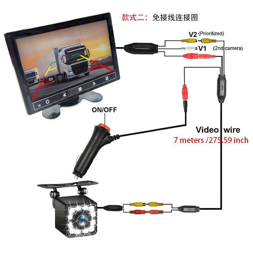 New High-Definition 7inch Desktop Car Display with Two-Way Reversing Priority Touch Screen Button Display