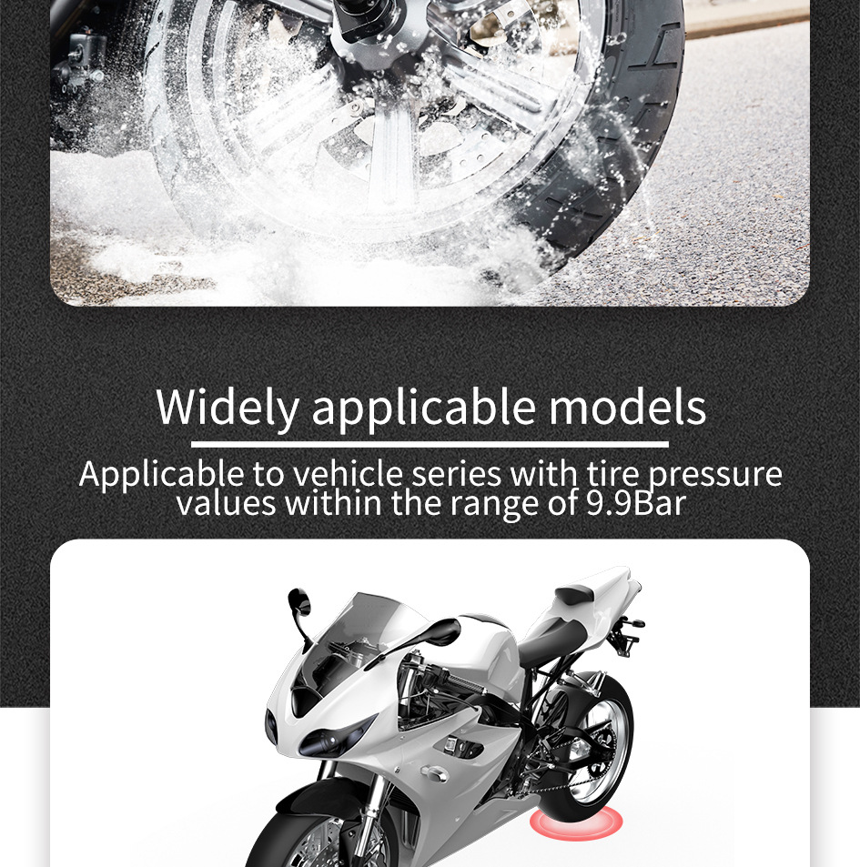 Mt20 Cross-Border Motorcycle Tire Pressure Monitor Electric Motorcycle Detector External Wireless Tire Pressure Detection System