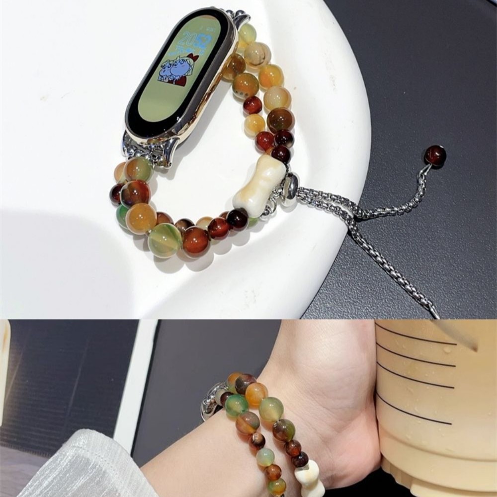 Suitable for Xiaomi Mi Band 9 Pro Crystal Agate Chain 10Nfc Version 9876543 Strap Eighth Generation Beaded Chanel Style