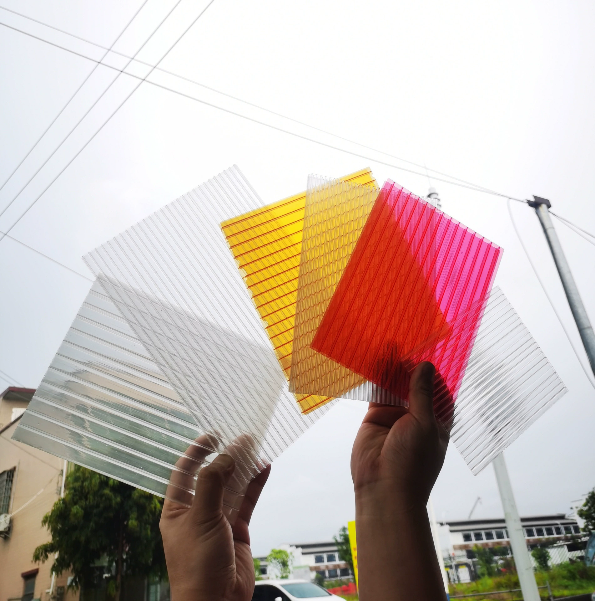 Прозрачная светопрозрачная панель из поликарбоната, огнестойкая и огнеупорная, 6 мм, прозрачная светопрозрачная панель для освещения, солнцезащитная панель, панель с полостями, четырехслойная сотовая панель.