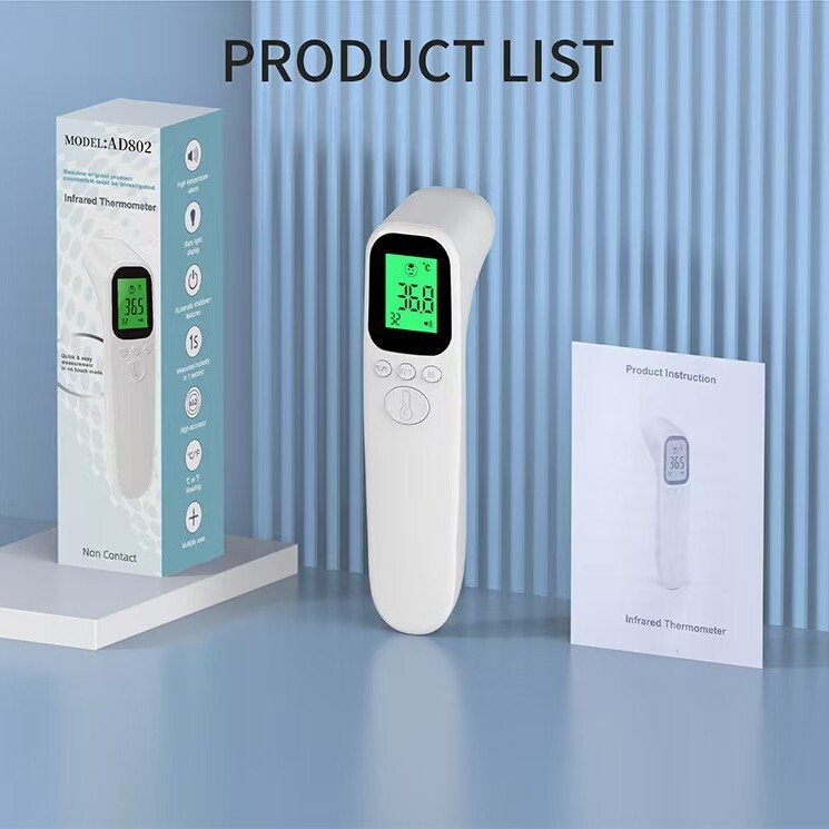 Cross-Border Forehead Thermometer Ad802 Handheld Forehead Thermometer Hg02 Household Thermometer Temperature Measuring Gun Thermometer Wholesale